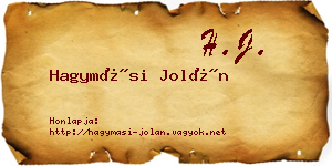 Hagymási Jolán névjegykártya